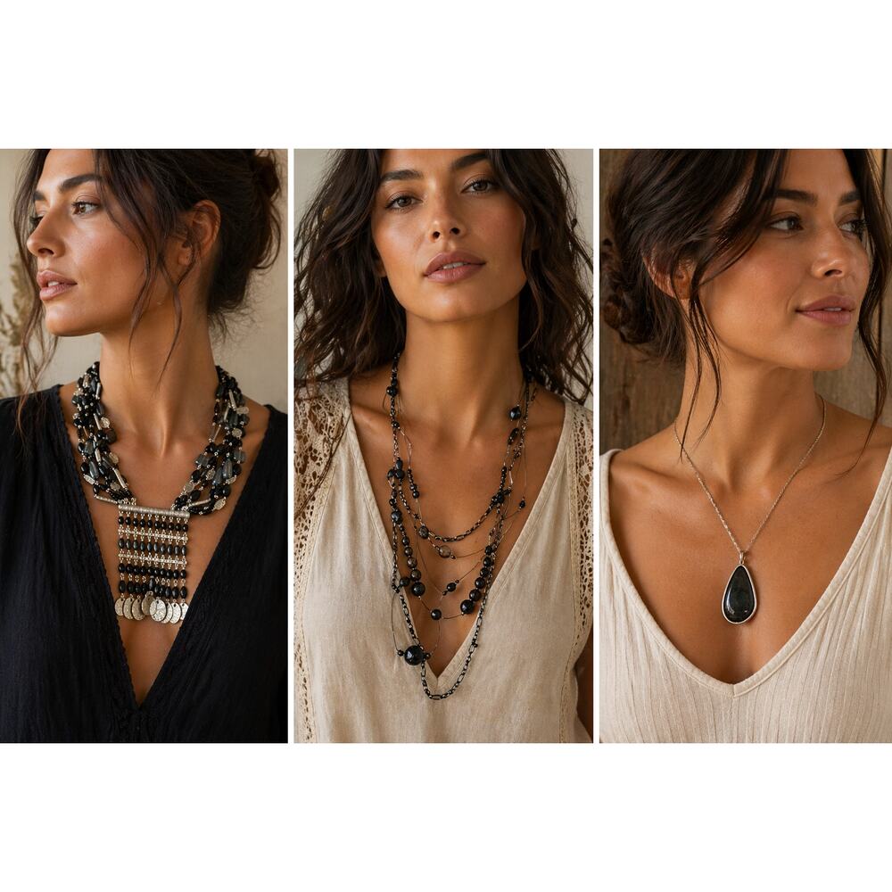 Statement Necklace 3 piece Bundle – Boho / Layered / Pendant Styles